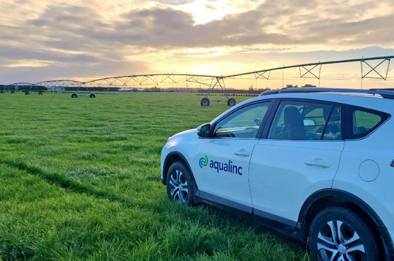 irrigation in pasture with Aqualinc vehicle