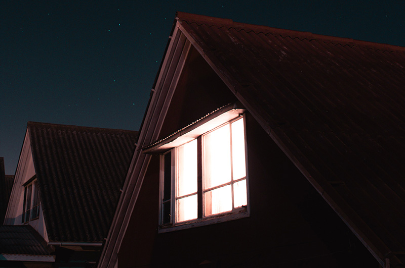 houses at night