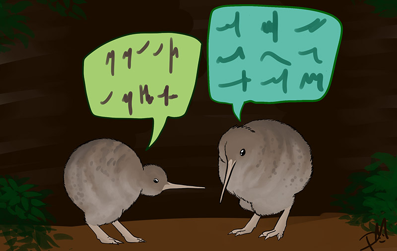 kiwi talking illustration